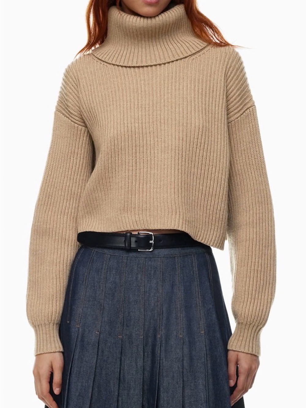 NWT Babaton Aritzia Guell Sweater Italian Merino Wool Cropped Turtleneck Knit XS